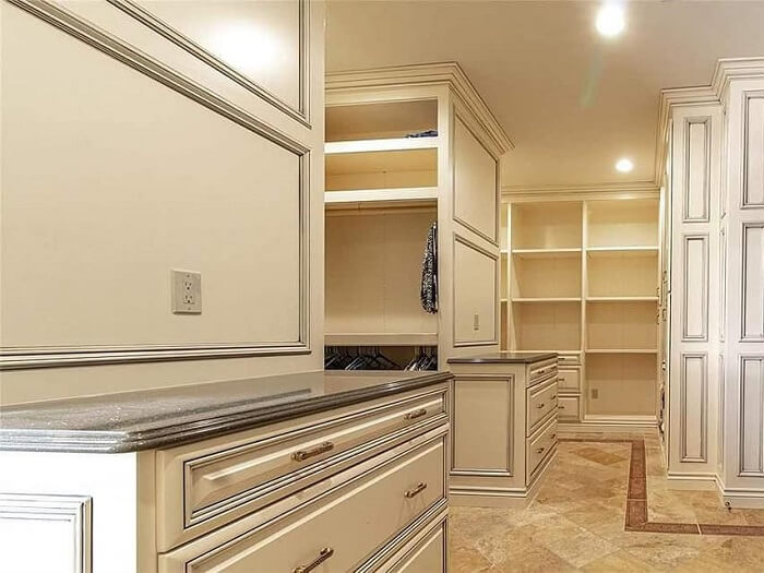 Custom Walk-in Closet in Washed Wood Finish